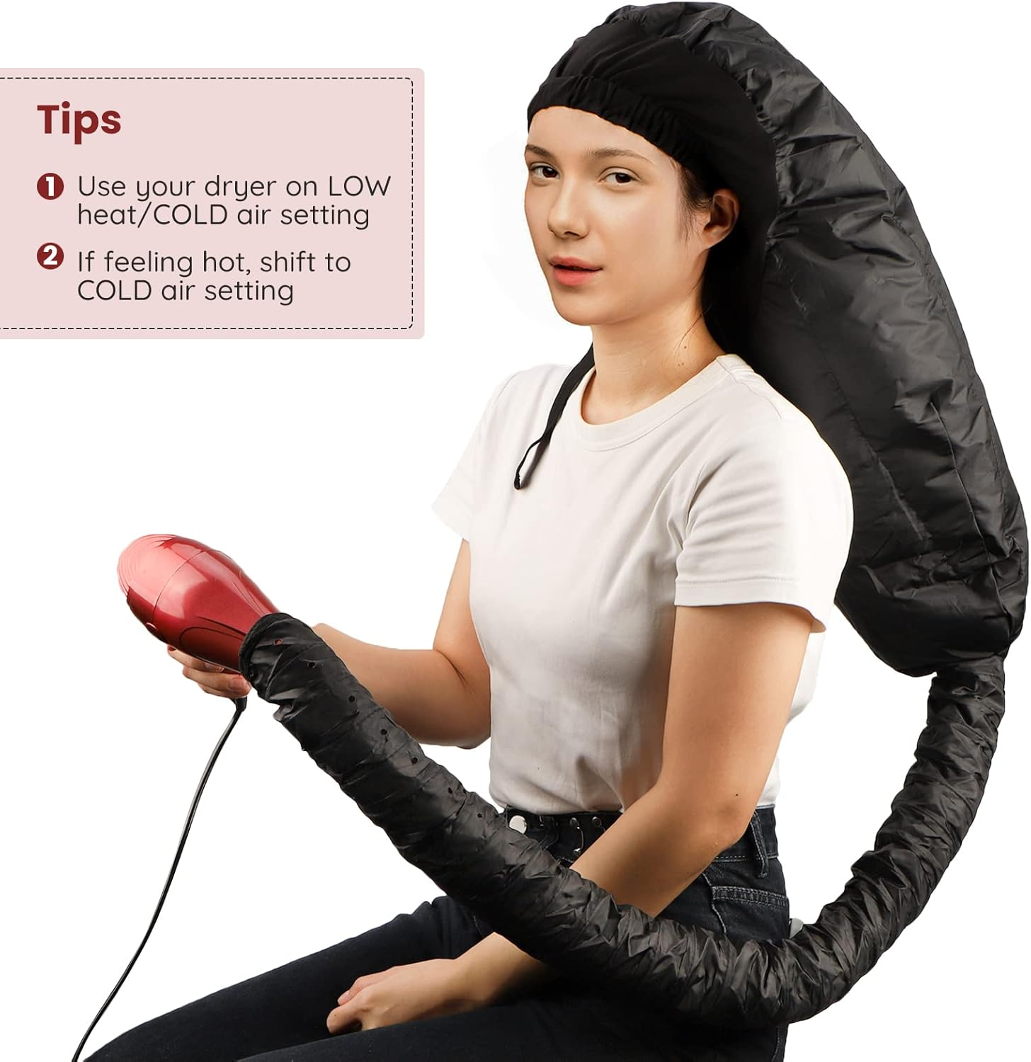 Segbeauty Bonnet Hooded Hair Dryer Attachment, Extra Large Adjustable Deep Conditioning Cap, Upgraded Hair Drying Hoods with Elastic Strap for Natural Curly Textured Hair Care, Fast Drying, Styling image number 6