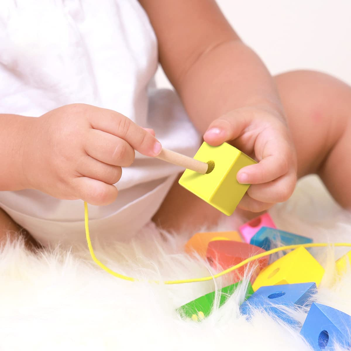 BOHS Caterpillar Lacing Blocks - Threading & Stacking - Toddler Learn Counting, Numbers and Shapes- Baby Kids Fine Motor Skills Toys image number 6