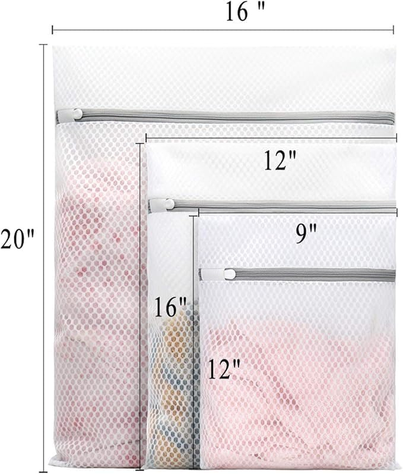 4Pcs Extra Large Honeycomb Mesh Laundry Bags for Delicates Blouse Bra Hosiery Stocking Underwear Easy Fit Sock Lingerie Laundry for Washing Machine Travel Storage Reusable Wash Bag