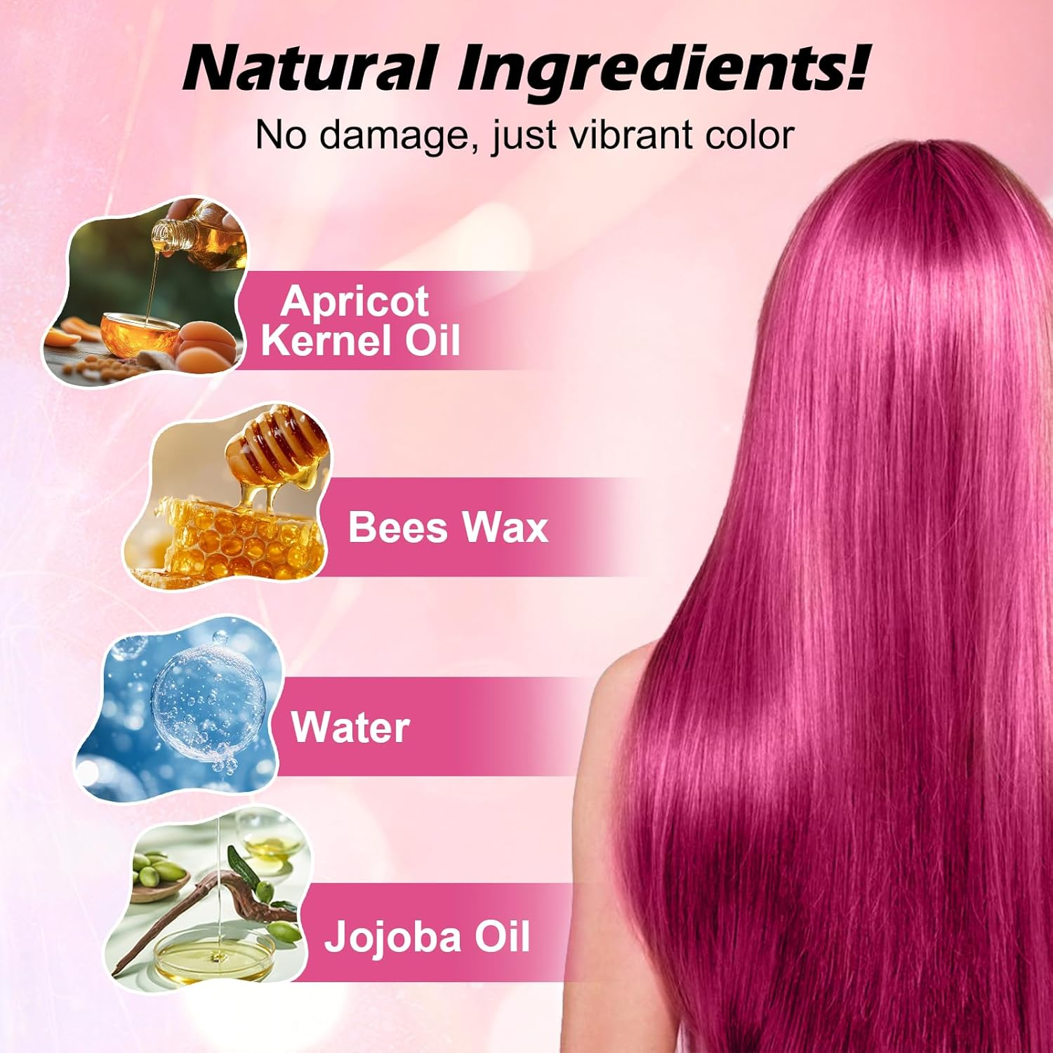 AU Temporary Hair Color Wax Pink - Instant Natural Dye Clay, Non-Damaging & Easy Wash Out, 13 Colours for Men & Women (100G) image number 2