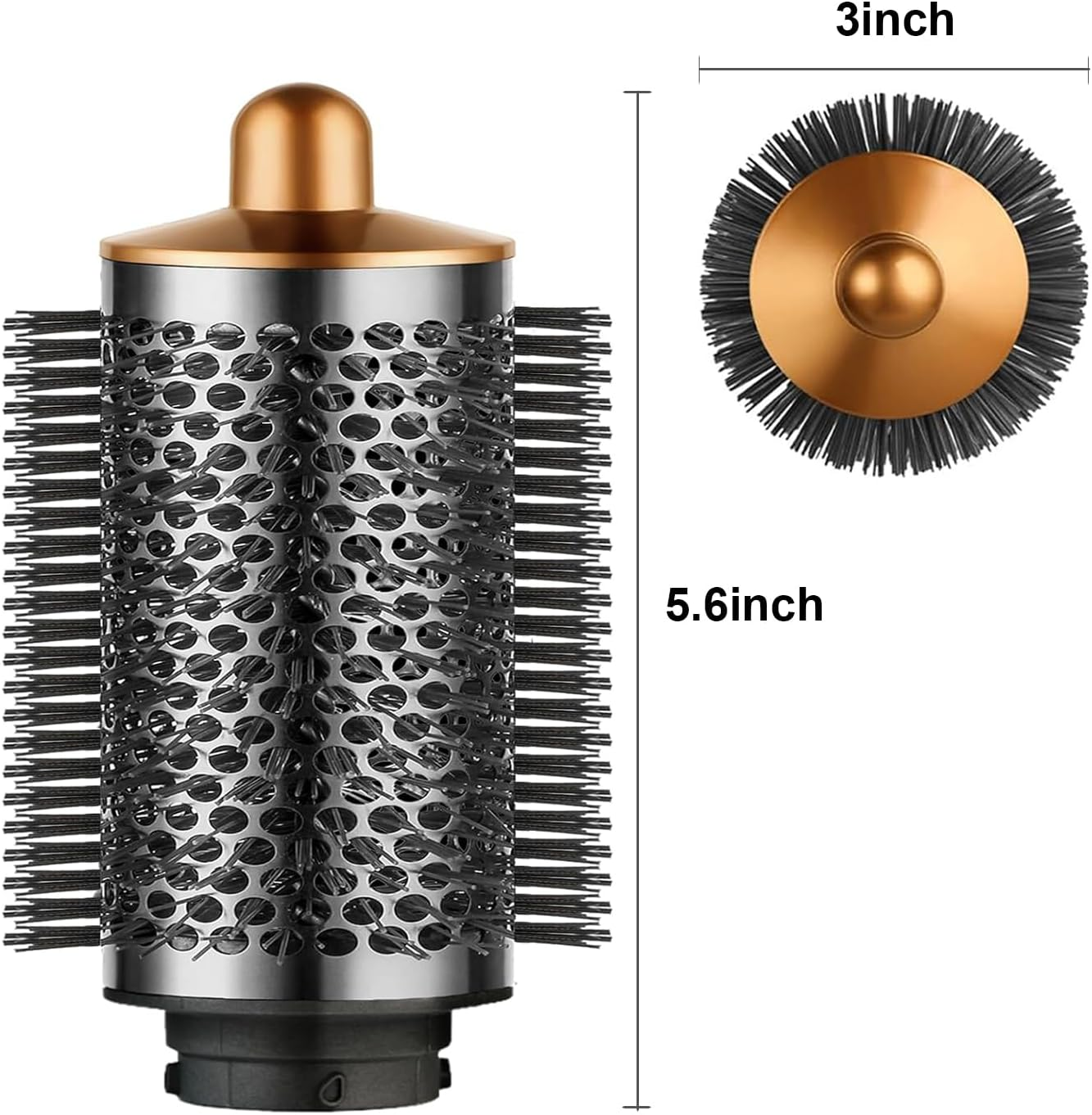 Volumizing Hair Brush, Large Round, Gold/Gray, All Hair Types, Unisex, Adults, Hair Stylists, Hair Care Enthusiasts image number 6