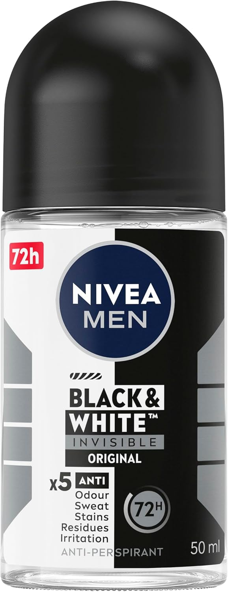 NIVEA MEN Black & White Invisible Original Anti-Perspirant Roll-On Deodorant 50Ml | Men'S Roll-On Deodorant | 72-Hour Sweat & Odour Protection | Anti-Staining Technology Protects Clothing image number 2