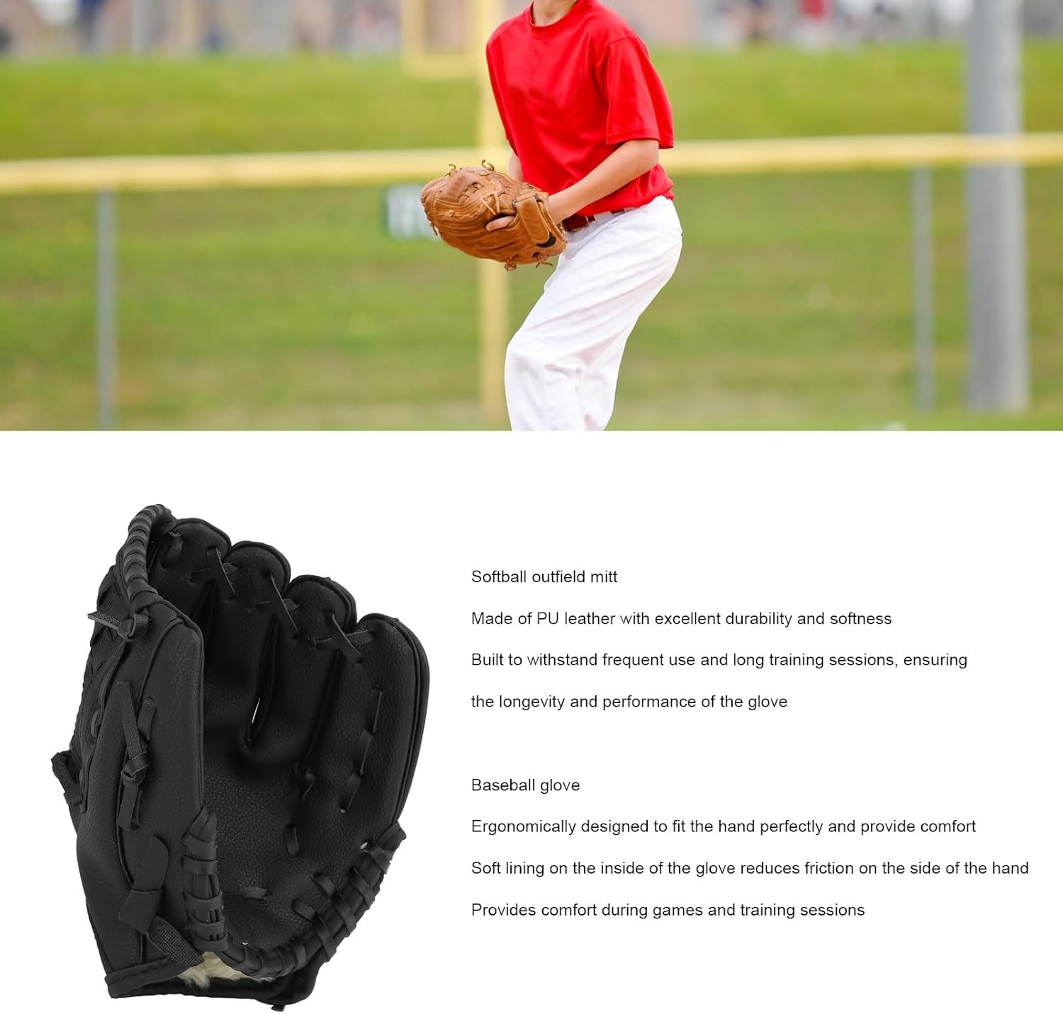 Baseball Glove, Right Hand Throw Softball Gloves, Fastpitch/Slowpitch Softball Outfield Mitt, Adult and Youth Sizes, 9.5-12.5 Size Mitts, Multiple Styles
