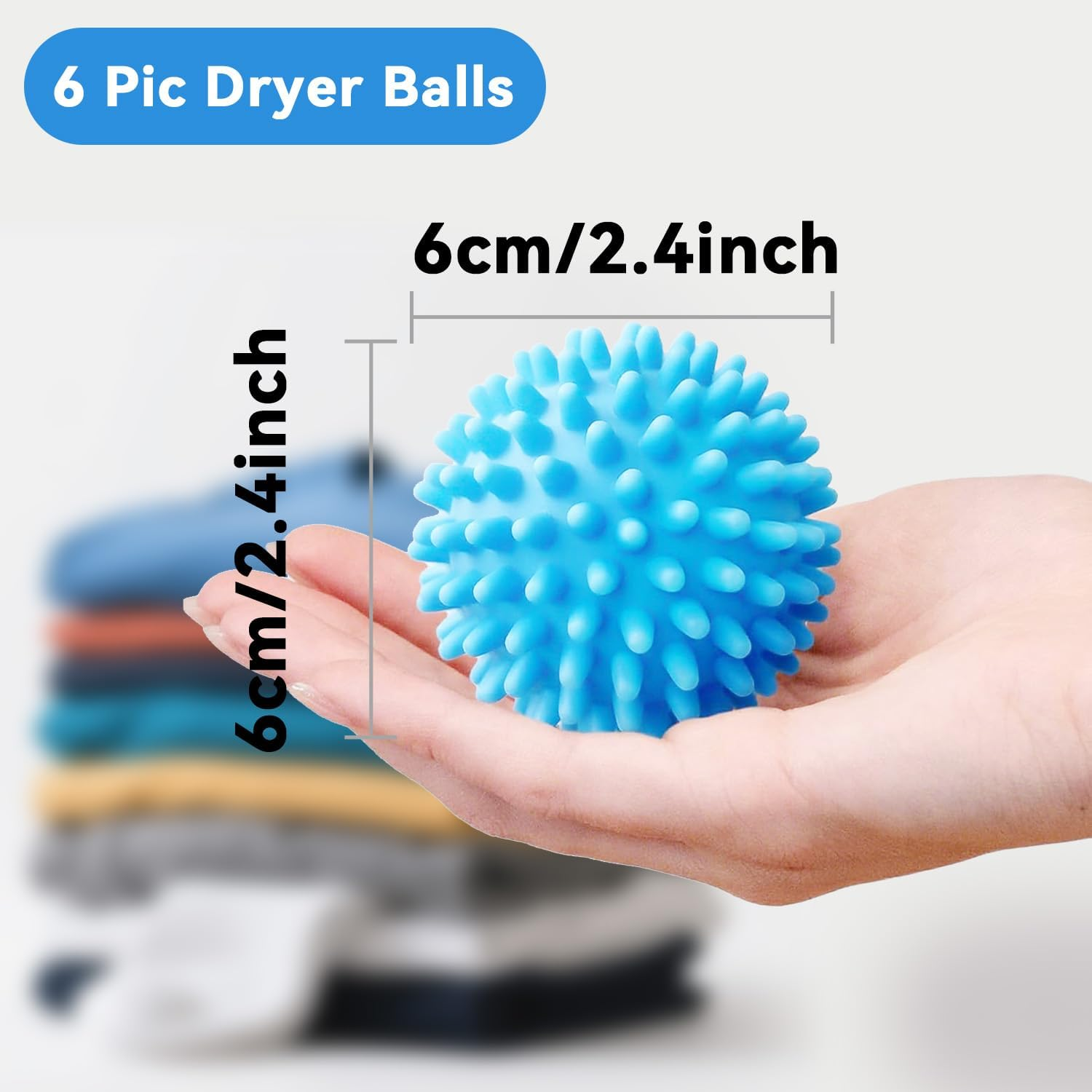 Washing Ball for Washing Machine, Pack of 6 Washing Balls for Washing Machine, Reusable Dryer Balls, Laundry, Drying Ball for Home Clothes, Cleaning image number 5