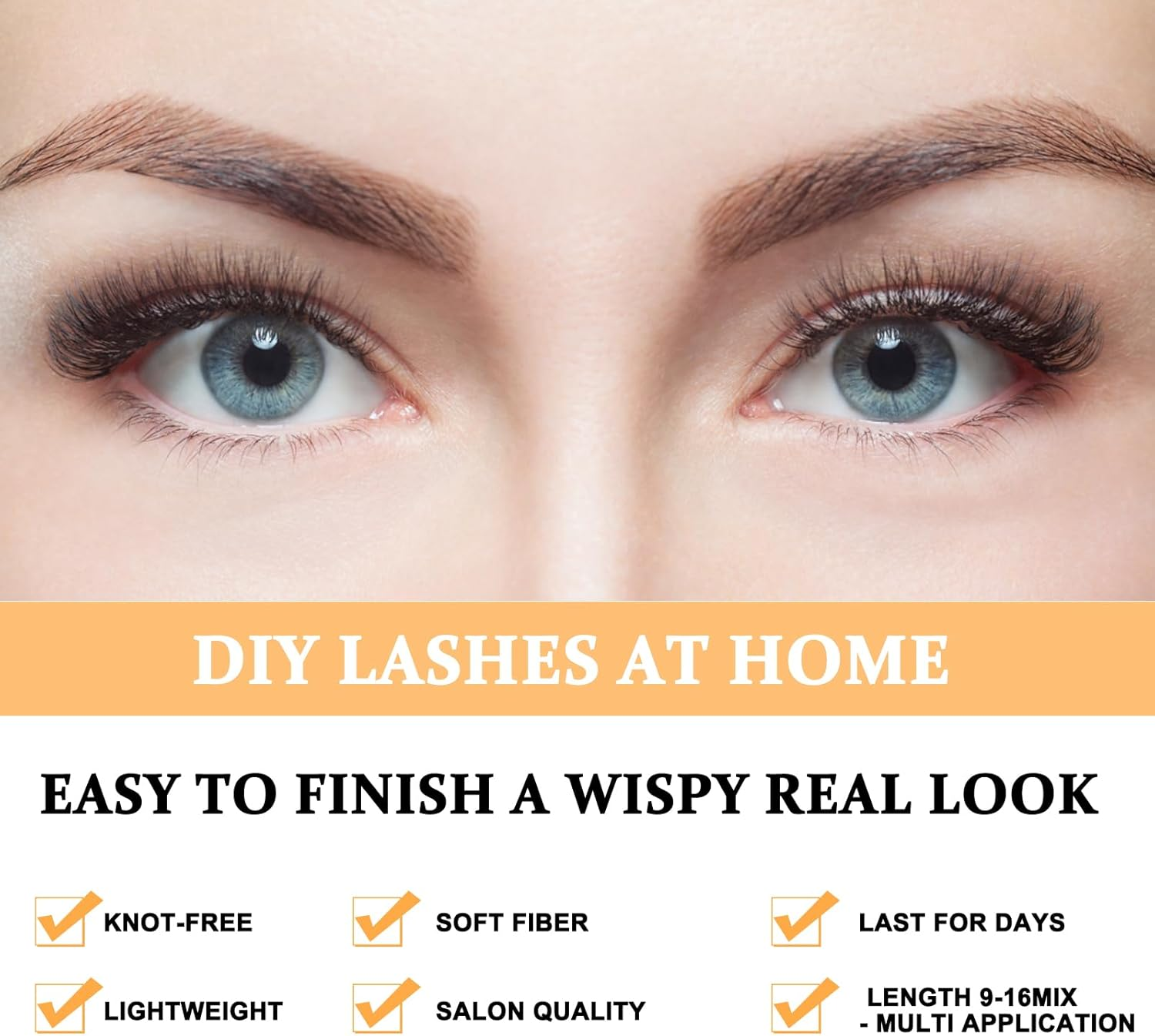 B&Qaugen Lash Clusters 40D 280 Clusters False Eyelas Lash Clusters Extensions Individual Lashes Cluster DIY Eyelash Extensions at Home (40D-0.07D,9-16Mix) image number 2