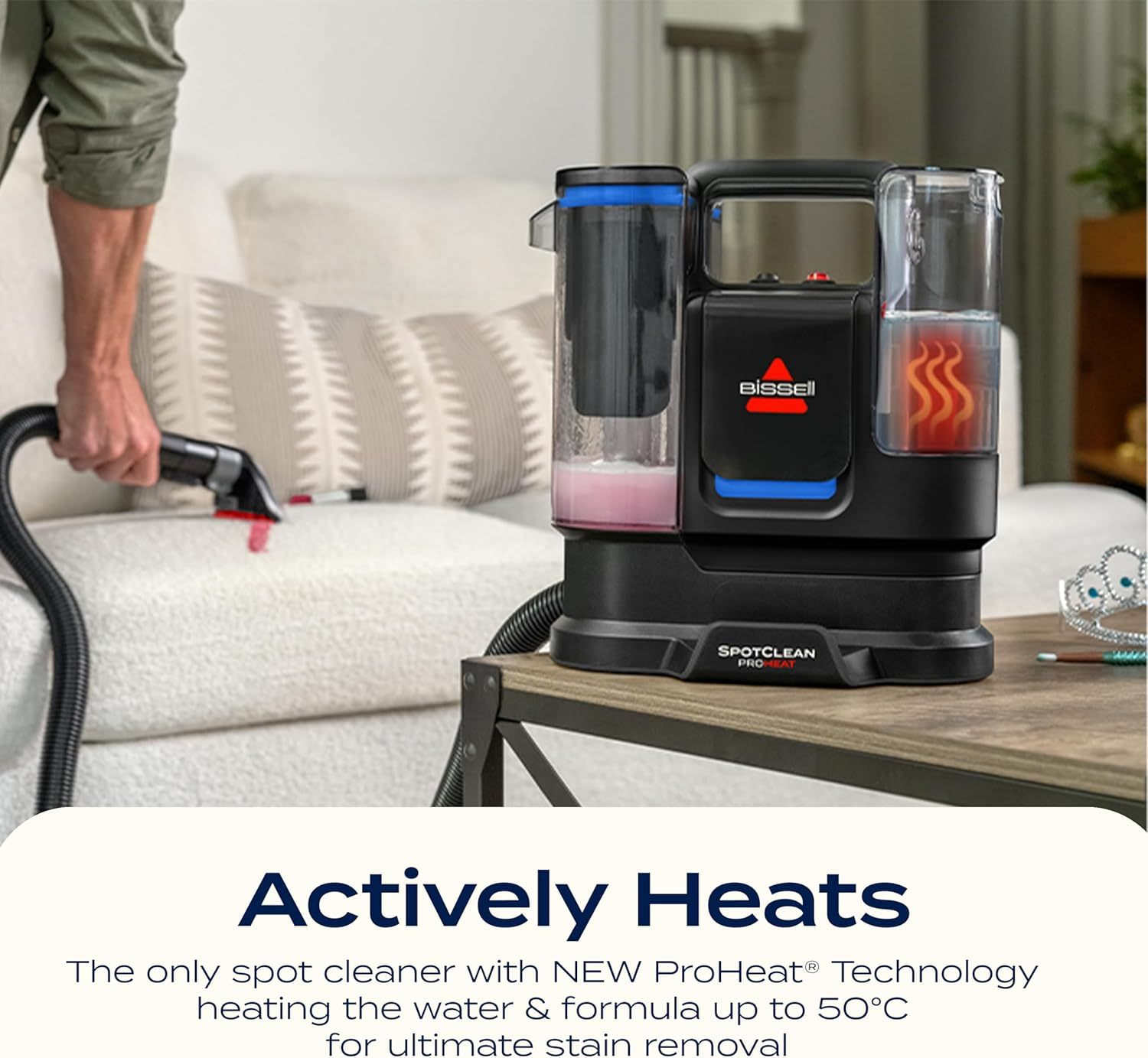 BISSELL Spotclean Proheat Smartmix 3924F | Portable Carpet and Upholstery Deep Cleaner, Car/Auto Detailer, with Proheat Heated Cleaning and Smartmix Technology, Self-Cleaning Tough Stain Tool