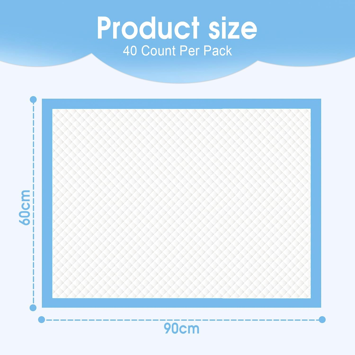 Felic 80-Count Disposable Bed Pads 90X60Cm, Baby Diaper Changing Pads Large, Economy Pads Adult Incontinence Bed Pee Underpads Absorbent Chucks for Adults,Kids,Elderly, Puppy Pee Pad (2Pack-80Pcs) - 2Pack-80Pcs image number 3