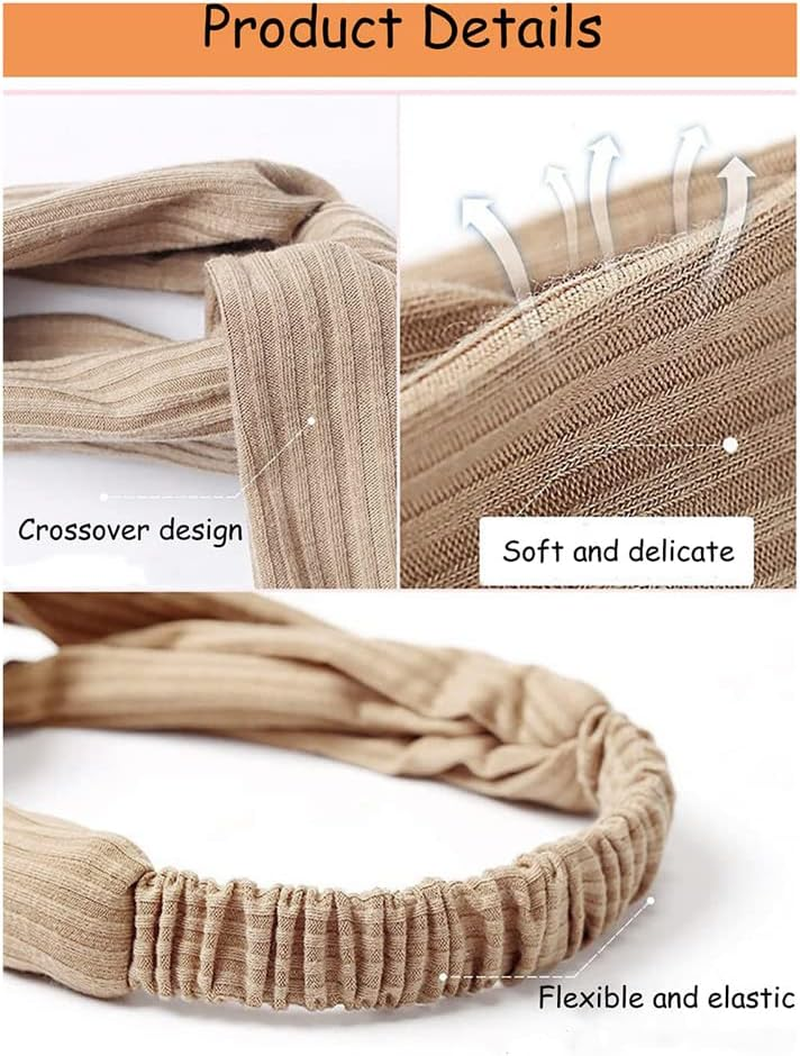 Fashion Women Girls Knotted Headband Twist Knot Head Wrap Elastic Hair Band AU (Khaki) image number 2