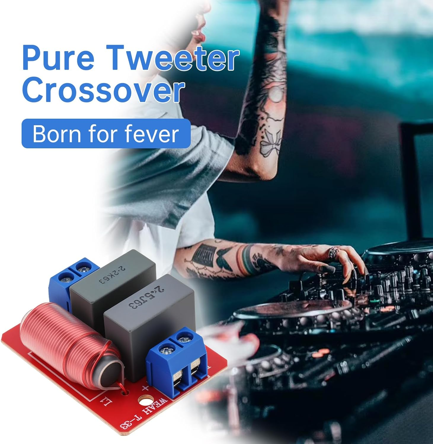 Drisentri 1 Way Crossover, 80W 4-10 Ohm Audiophile High Pass Tweeter Crossover for Car/Home Hifi Speakers image number 4