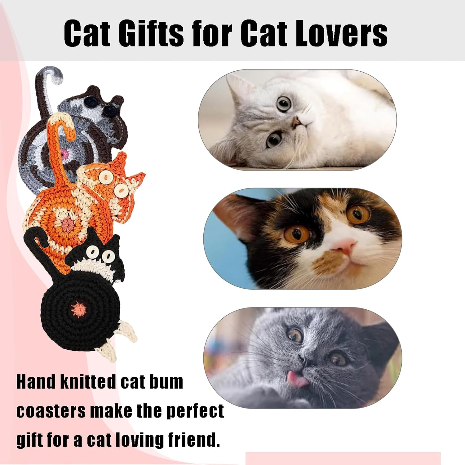 3PCS Cat Coaster Set - Creative Woven Cat Design Insulation Coasters for Coffee and Tea, Desktop Cat Lovers image number 3