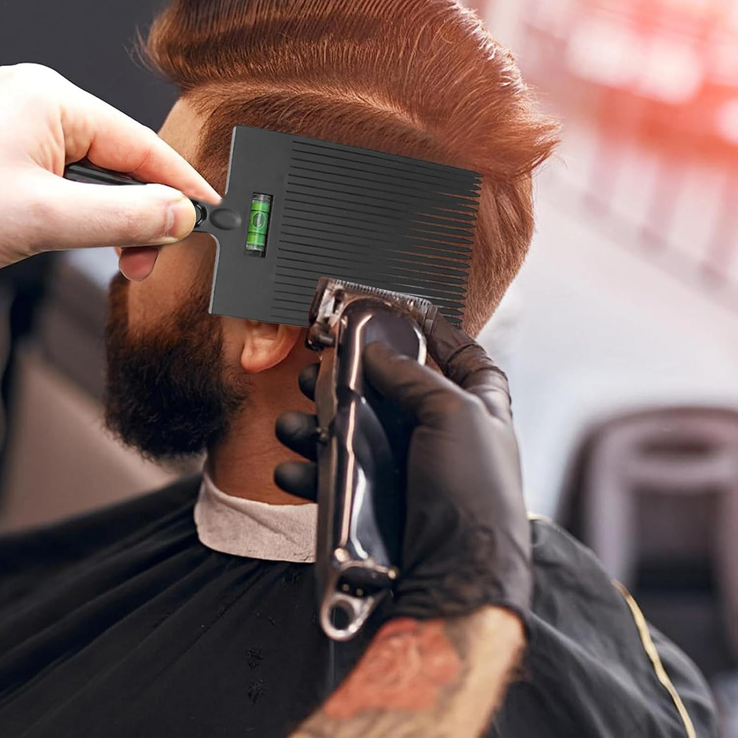 Tuxuseo Flat Top Combe, Flat Top Comb for Men - Hairdressing Comb with Leveling, Professional Antistatic Styling Tool for Home Salon, Haircut Accessories image number 6