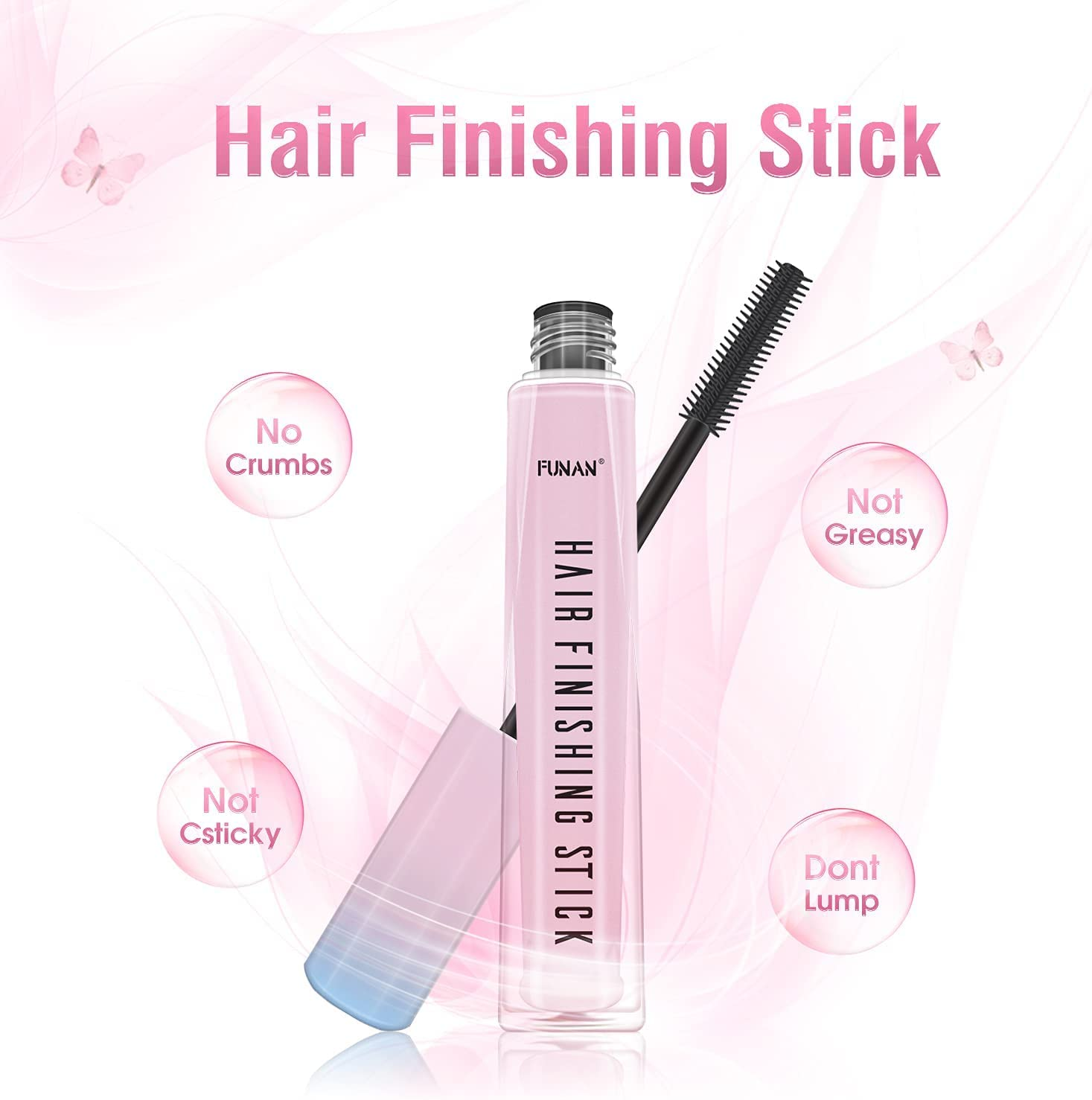 FUNAN Hair Finishing Stick 2 Pack for Small Broken Hair Cream/Gel for Women Naturally Refreshing, Non-Greasy and Non-Sticky
