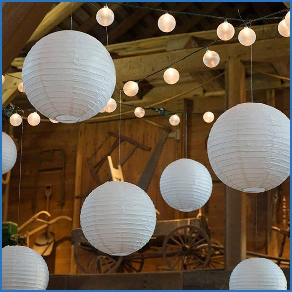 Paper Lanterns, Pack of 5 White Lanterns, Outdoor Weatherproof, Lanterns, Outdoor, Hanging round White Paper Lantern, Lampshade Paper, for Birthday, Baby Shower, Wedding, Party, Garden Decoration image number 5
