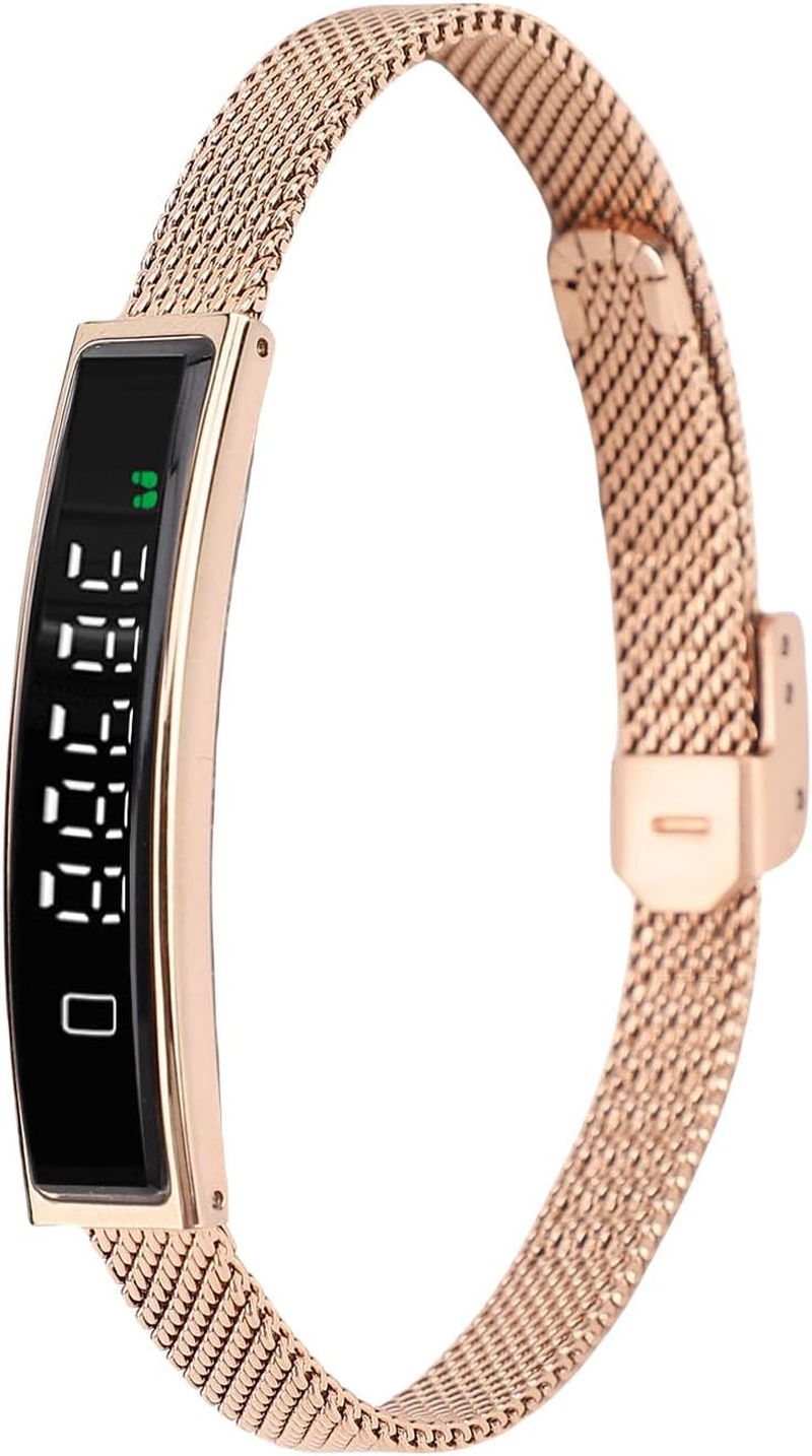 Smart Bracelet Fitness Tracker, Health Tracker Bracelet Water Proof for Women Men, Visualized Exercise Data, Multiple Sport Modes Step Counter (Gold)