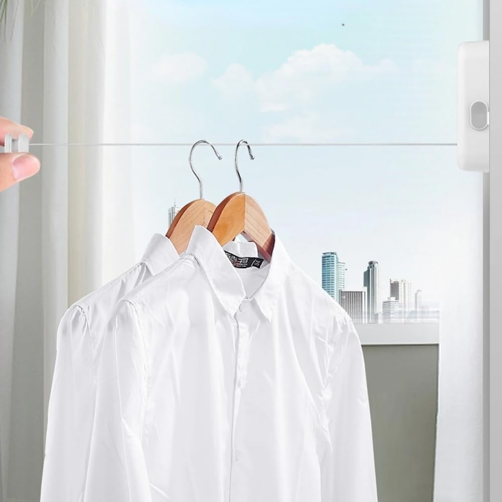 MUYXGYFE Premium Retractable Clothesline | Heavy Duty Retracting Rope Line for Clothes or Laundry, Perfect for Indoor or Outdoor Use and Travel or Camping Can Lock to Prevent Sagging(Gray) image number 4