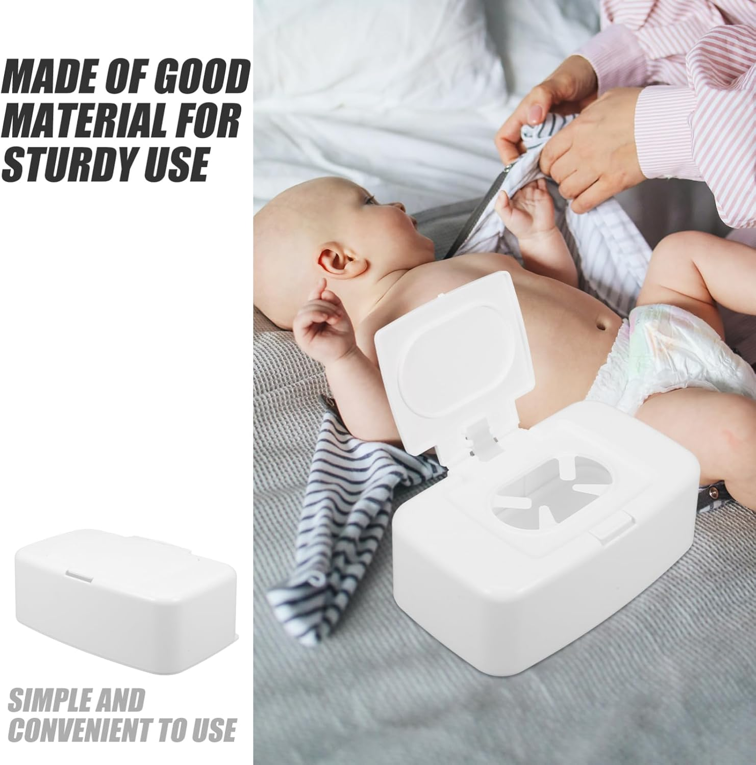 Ipetboom Refillable Wipe Dispenser Box, Wet Wipe Holder, Portable Wipes Container with Lid, White, 6.69 X 4.13 X 2.36 Inches, Keeps Wipes Fresh for Nursery, Kitchen, Bathroom, and Travel image number 6