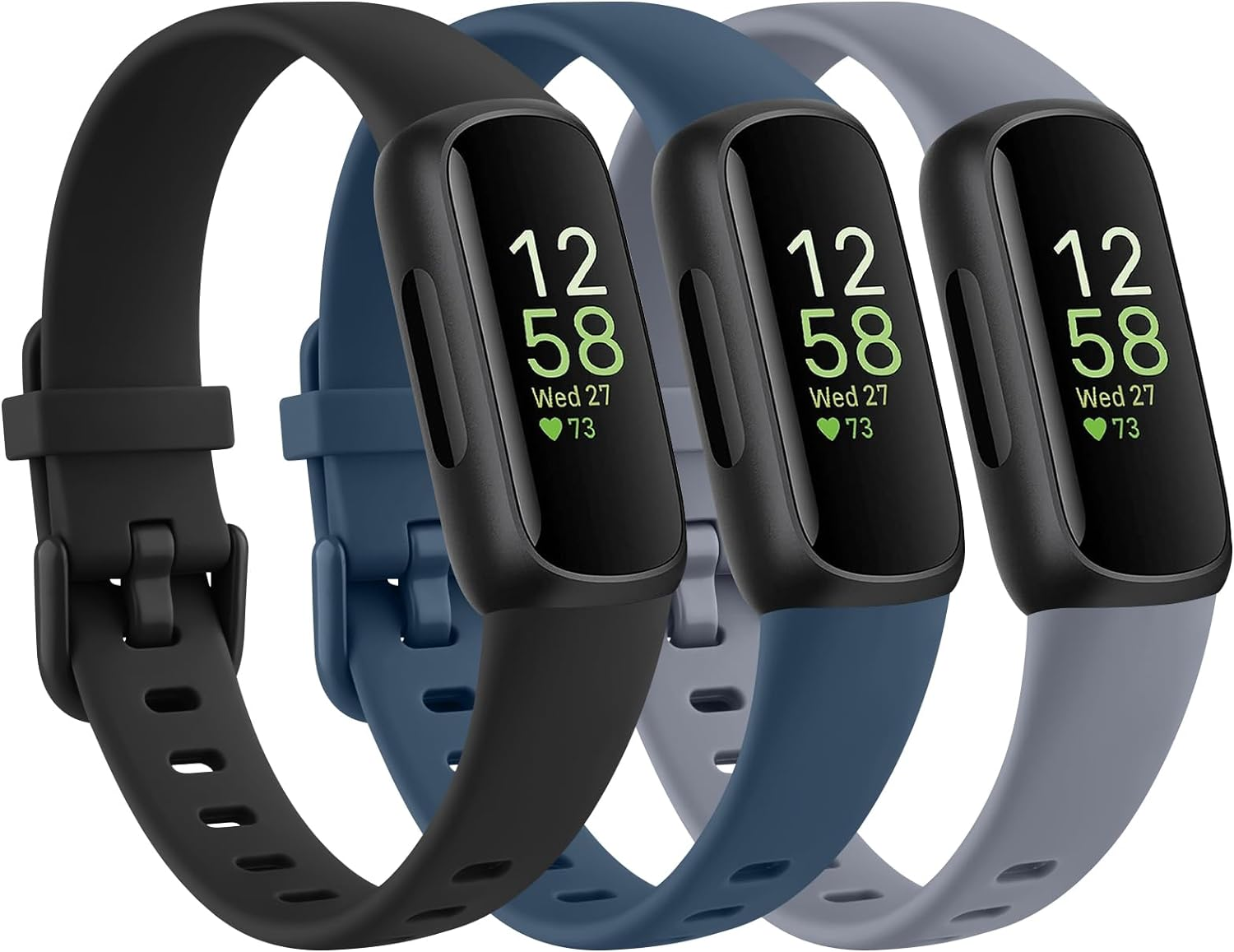 PACK 3 Silicone Bands for Fitbit Inspire 3 Replacement Wristbands for Women Men, Adjustable Soft Waterproof Sport Bands Compatible with Fitbit Inspire 3 Fitness Tracker