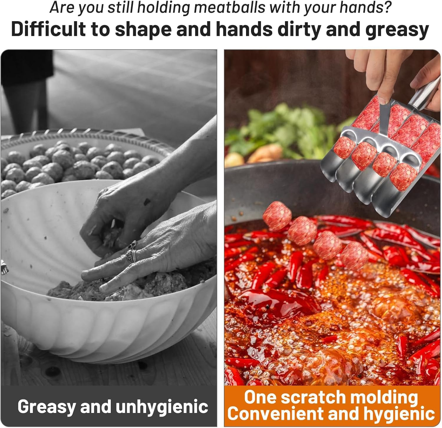 4-In-1 Meatball Maker Tool, Stainless Steel Kitchen Gadget for Quickly Creating Uniform Meatballs or round Pastries image number 4