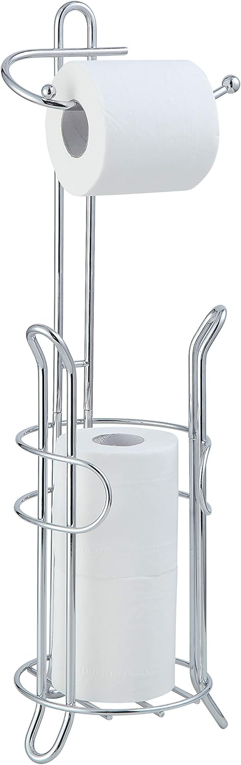 Sunnypoint Bathroom Toilet Tissue Paper Roll Storage Holder Stand with Reserve, the Reserve Area Has Enough Space to Store Mega Rolls; Coating Bronze