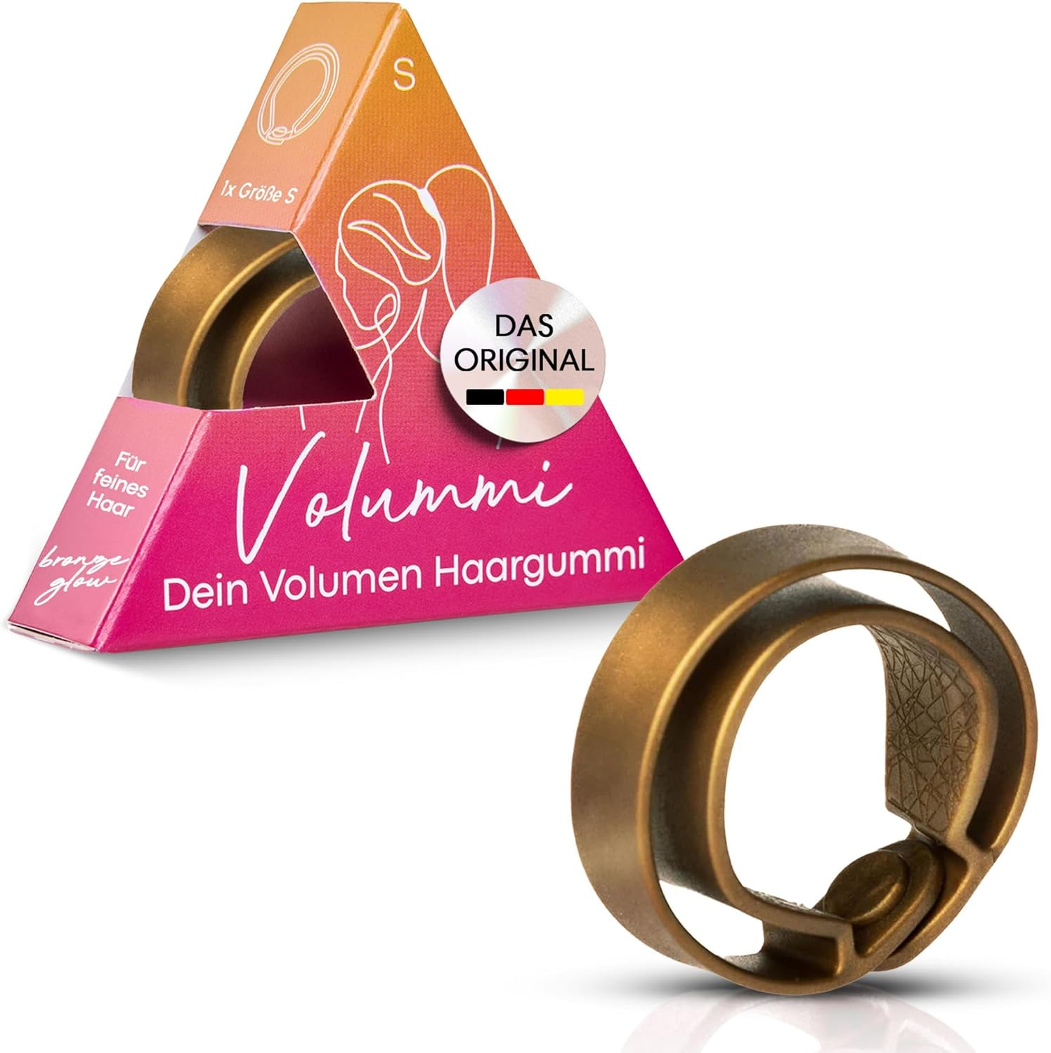 Volummi Hair Scrunchie, Innovative Ponytail Scrunchie for Visibly More Volume in the Ponytail, Strong Hold & Gentle on Hair, the Original Made in Germany [Bronze Glow S for Thin Hair] image number 4