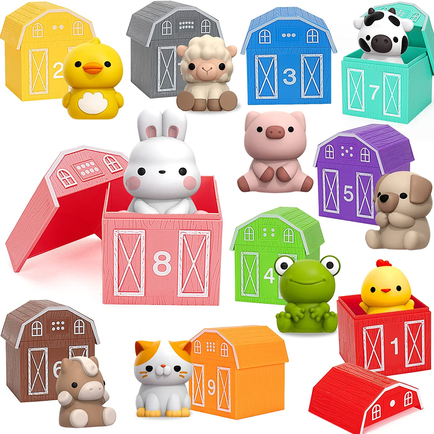 Learning Toys for 1,2,3 Year Old Toddlers, 20Pcs Farm Animals Toys Montessori Counting, Matching & Sorting Fine Motor Games, Christmas Birthday Baby Boys Girls Age 12-18 Months image number 4