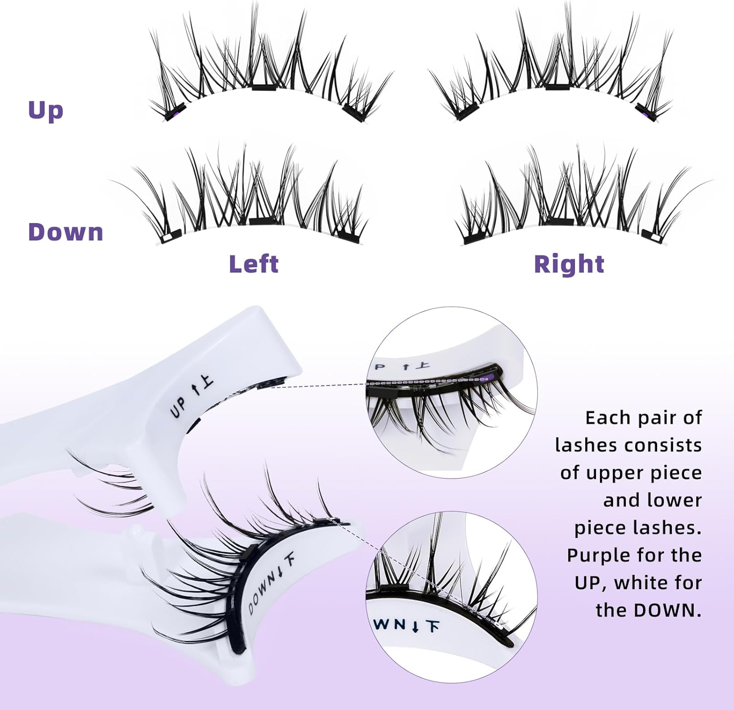 B&Qaugen Magnetic Eyelashes Manga Lashes 2 Pair Lashes Natural Look (CX01) - Clear Band - Cruelty Free - Synthetic Hair image number 6