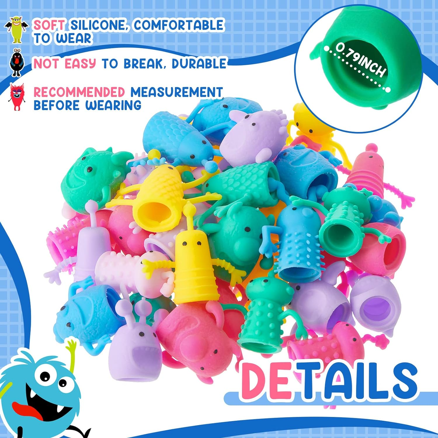 40 Pcs Cute Finger Puppets Toys Finger Toys of Monster Pattern Soft Rubber Finger Puppet Mini Stretchy Fidget Toy Finger Doll Toys Tiny Prank Set for Role Playing Birthday Party Favor, 9 Random Styles