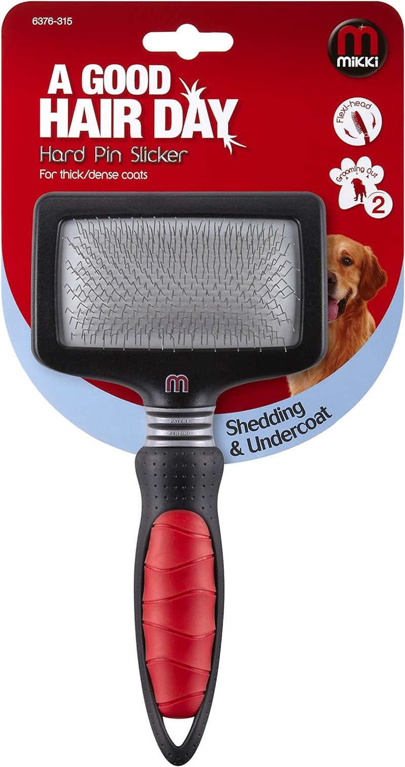 Mikki Dog, Cat, Puppy, Kitten Grooming Hard Pin Slicker Brush -For Knot, Tangles -Med-Lrg Pet-Large image number 3