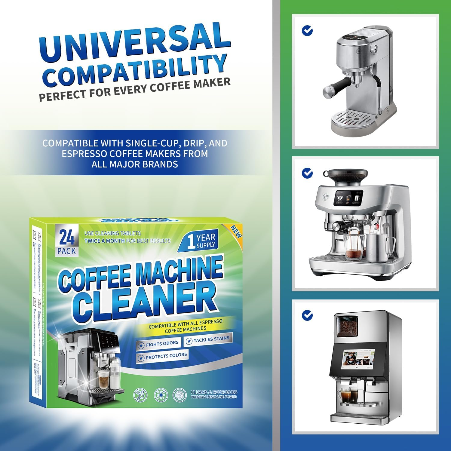 Coffee Machine Cleaner Descaler Tablets - 24 Count Compatible with Keurig, Ninja, Delonghi, Miele, Coffee Maker Pot Descaling,Descaling and Cleaning Tablets for Coffee Pot & Machines image number 4