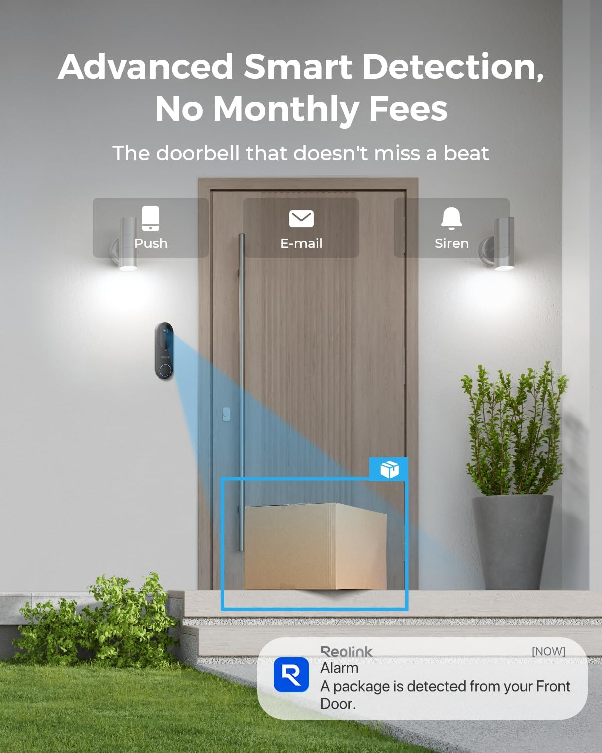 Reolink 2K Video Doorbell Camera with Home Hub, Wireless Wifi Battery Door Bell, AI Person/Car/Package Detection for Home Security, 1:1 Head-To-Toe View, 2.4/5Ghz Wifi, Two-Way Talk, No Monthly Fee image number 4