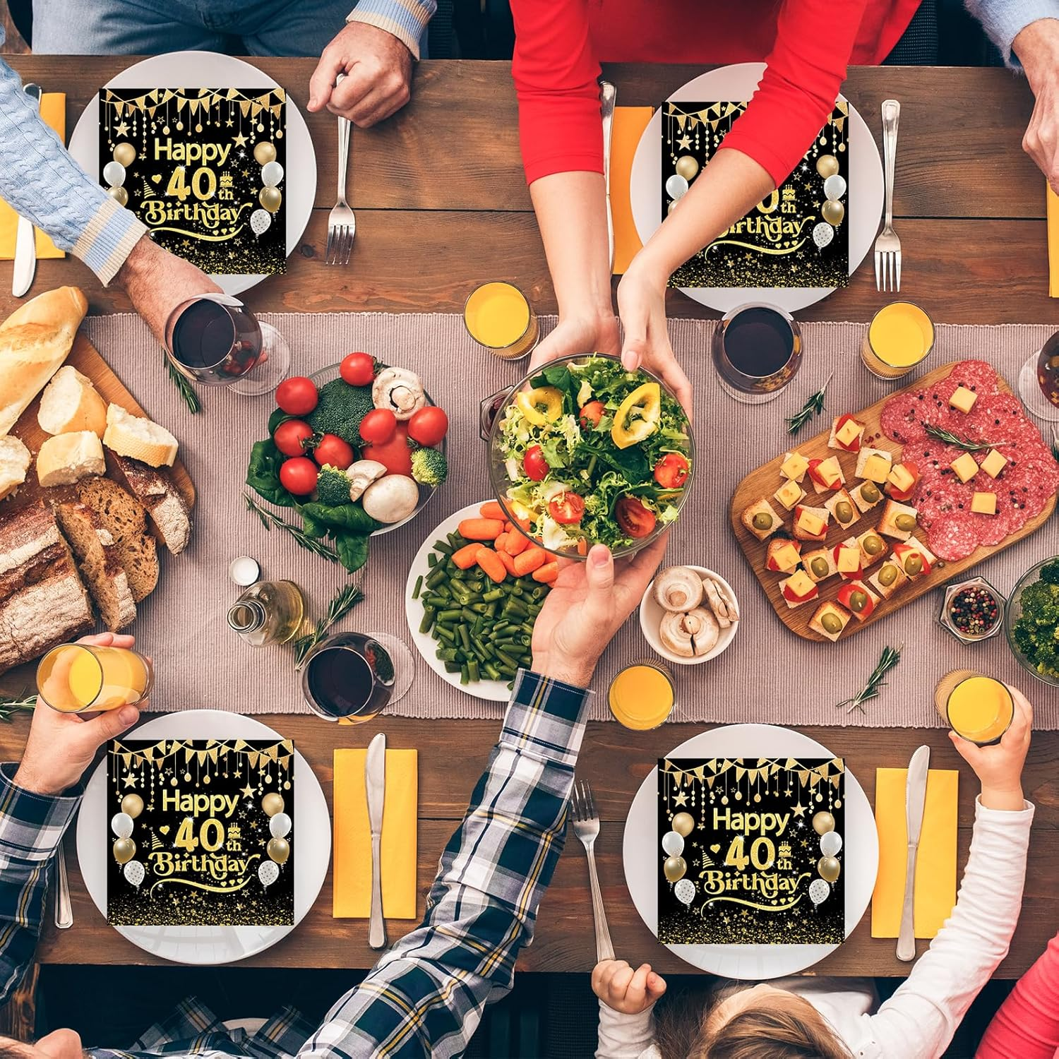 50Pcs Black and Gold 40Th Birthday Napkins - Disposable Paper Serviettes for Table Decorations for Boys Girls Men Him Her image number 5