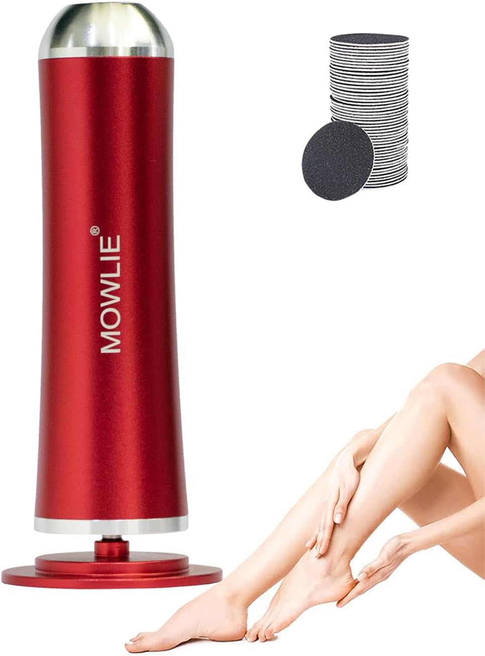 MOWLIE Electric Callus Remover with 60 Pieces Replacement Sanding Pads, Electric Callus Remover Set, Pro Pedicure Foot File, Efficient Pedicure Set, Foot Care for Dead Hard Cracked Skin