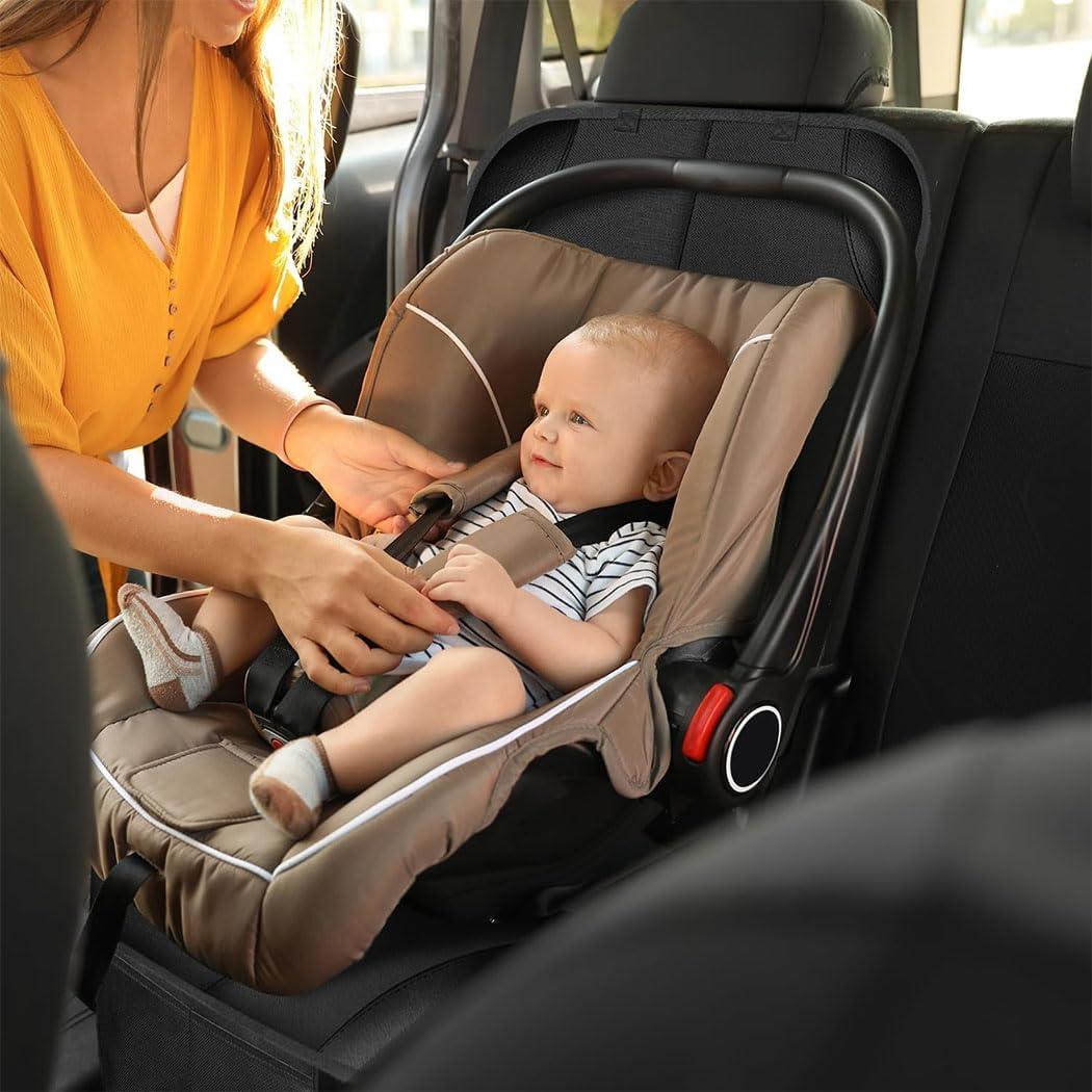 Aufondof Car Seat Protector for Child and Pet Car Seat,Waterproof Car Seat Cover for 600D Fabric Seat Cover Mat, 2 Mesh Pockets, Non-Slip Bottom,Thick Padding Cushion to Protect Leather Seats(Black)