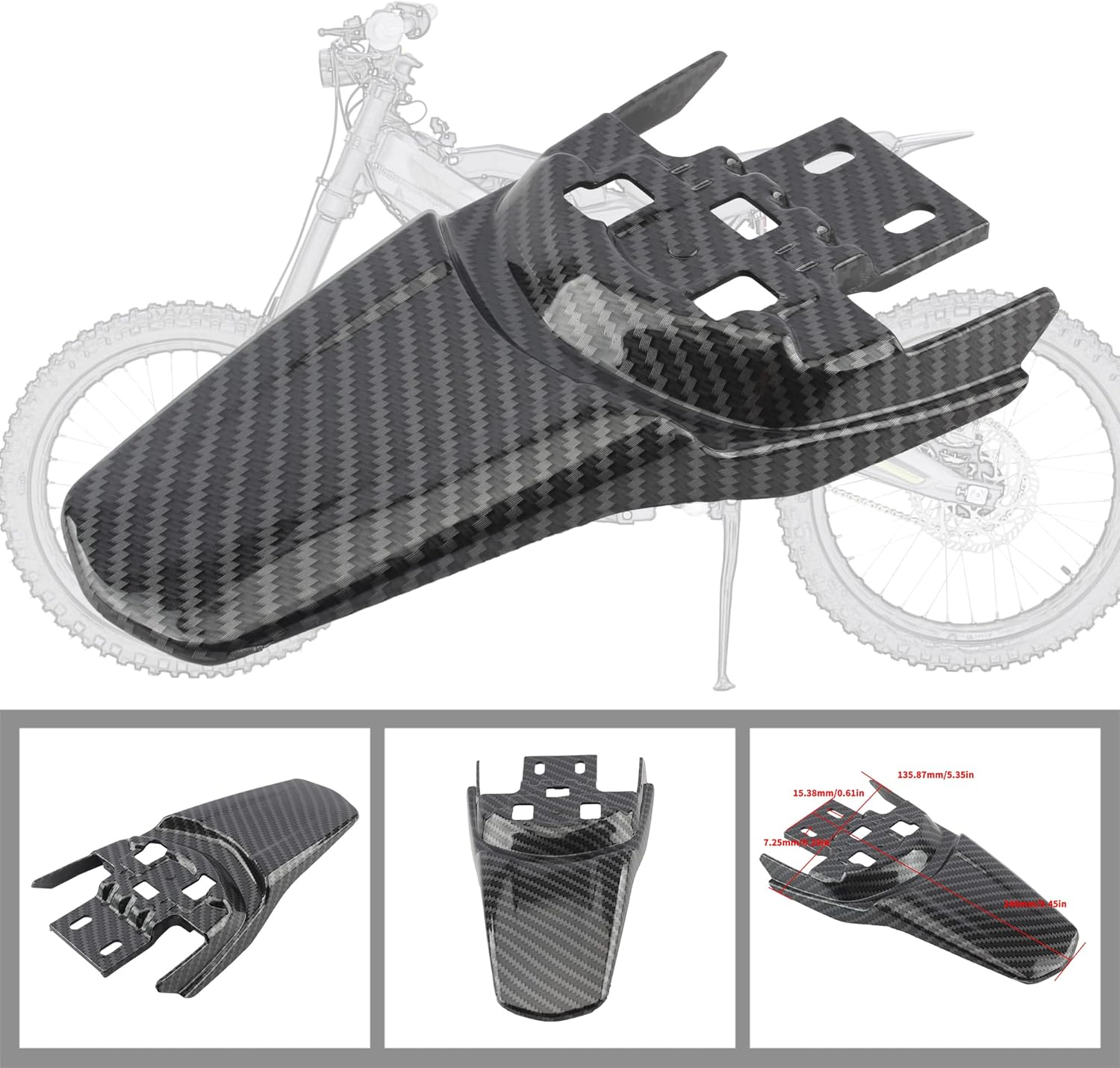 ABCERRSI Sur Ron Back Fender,Imitation Carbon Fiber Dirt Bike Rear Fender Protectorfor Sur-Ron Light Bee image number 3