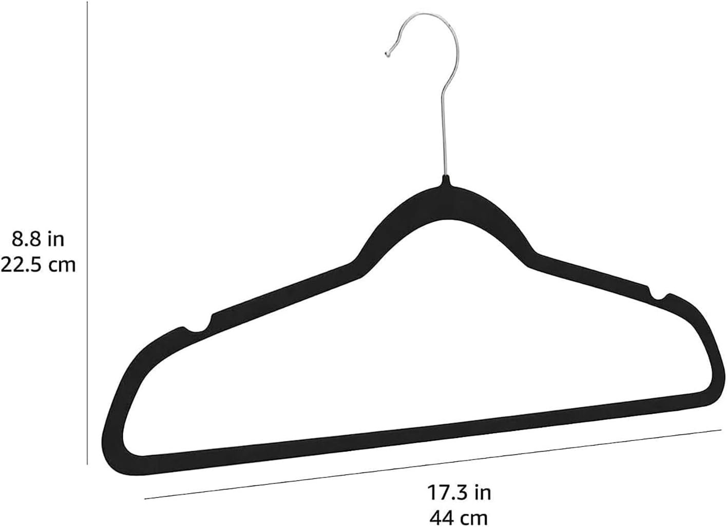 Amazon Basics Slim, Velvet, Non-Slip Suit Clothes Hangers, Black/Silver - Pack of 30 image number 3