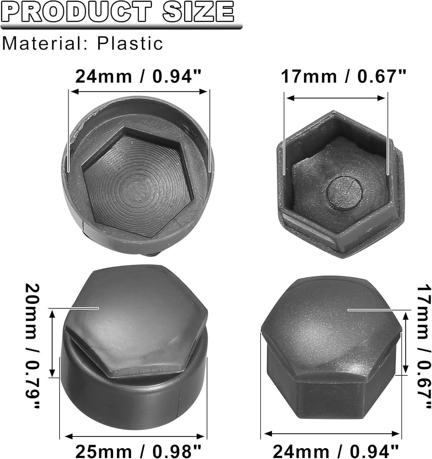 X AUTOHAUX 20Pcs 17Mm ID Wheel Lock Lug Bolt Nut Cover Caps Center Cover Bolt Locking Caps with Clip Tool Set for Audi Gray image number 1