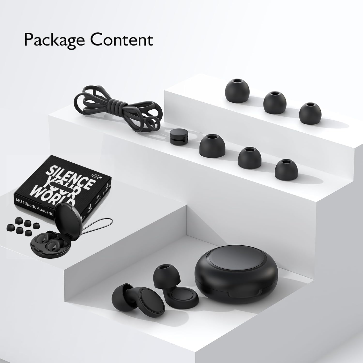 Ear Plugs for Sleeping Noise Cancelling, 45Db Hearing Protection, Reusable, for Concerts, Swimming, Block Snoring, & Motorcycles, 4 Tip Size Ear Plugs for Noise Reduction with Storage Case