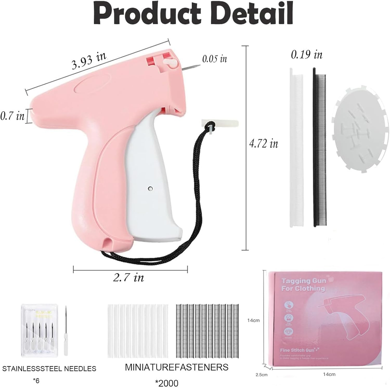 MEIYUETAOSI Micro Stitch Gun for Instant Fabric Repair, Handheld Clothing Fixer with 6 Needles & 2000 Fasteners (Black/White), Portable Mini Sewing Gun for Emergency Repairs, Tags, Hemming image number 1