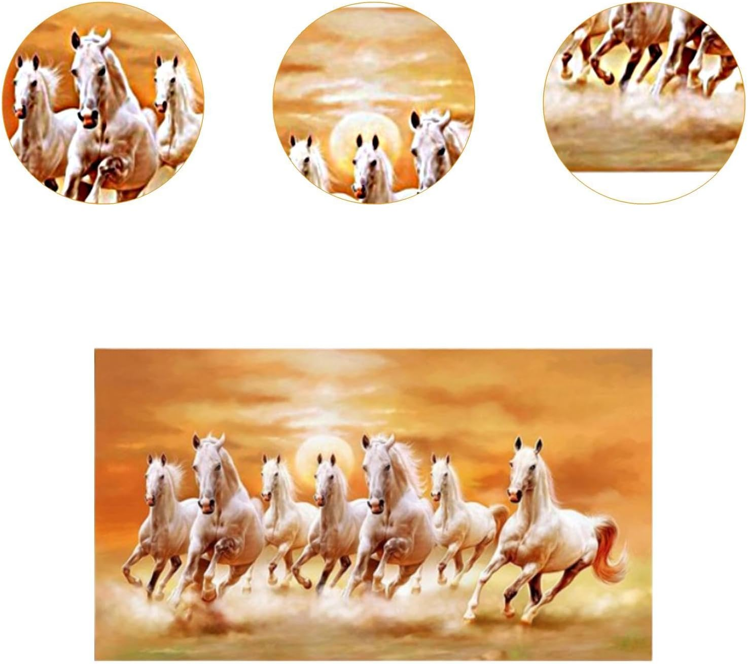 Perfk Seven Horses Picture Canvas Print 7 Running Horses Painting Wall Decor Gift Artwork Print Picture Painting for Wall Farmhouse, S