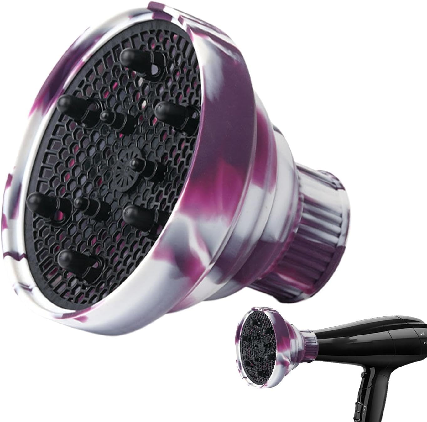 CARRORABI 2PCS Foldable Hair Dryer Diffuser - Silicone Adjustable Hair Diffuser, Hair Dryer Diffuser - Portable Hair Dryer Accessories Professional Diffuser Attachment for Travel