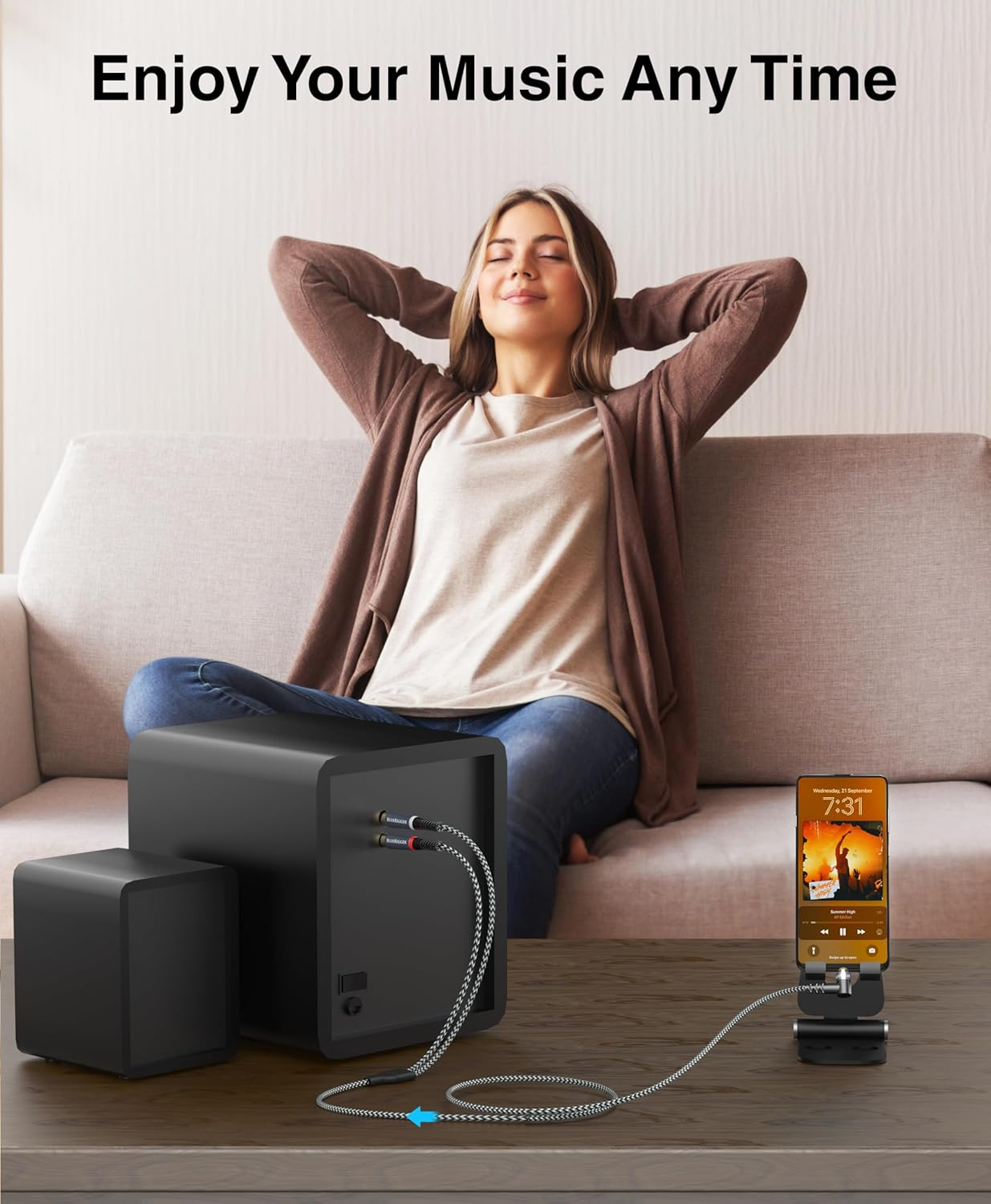 Bluerigger 3.5Mm Aux to 2RCA Audio Cable (15FT, 90D Stereo Splitter Y 2RCA Male, Braided, 1/8" Rightangled TRS to RCA, Hi-Fi Sound, Metal Shell) - for Phones, Amplifiers, Tablets, Home Theater, HDTV