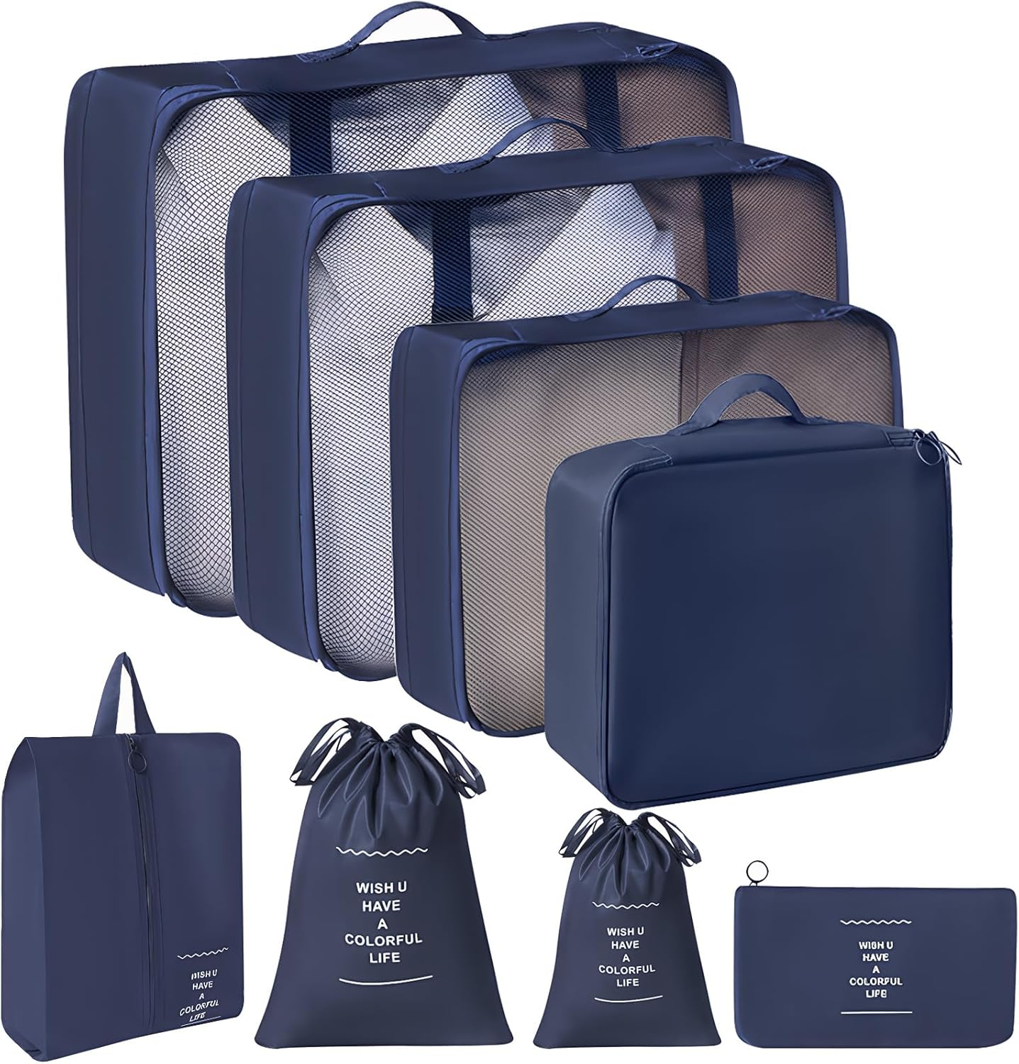 8-Piece Compression Packing Cubes for Travel,H HOME-MART Luggage Organizers with Breathable Mesh, Durable Travel Essentials Bags for Suitcases & Family Vacations