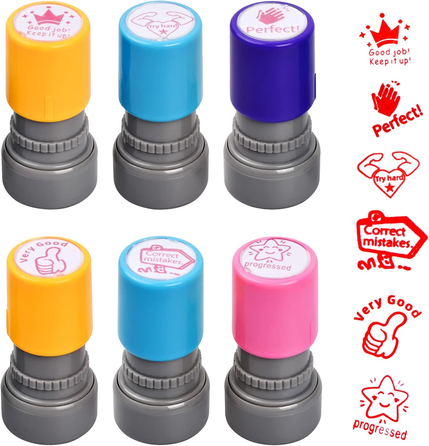 Teacher Stamps 6 Pieces Self-Inking Teacher Stamp Set, Self Inking Stamps for Teachers Supplies, Motivational Stamps for Grading & Encouragement, for Classroom Grading Motivation and Homework Review image number 4