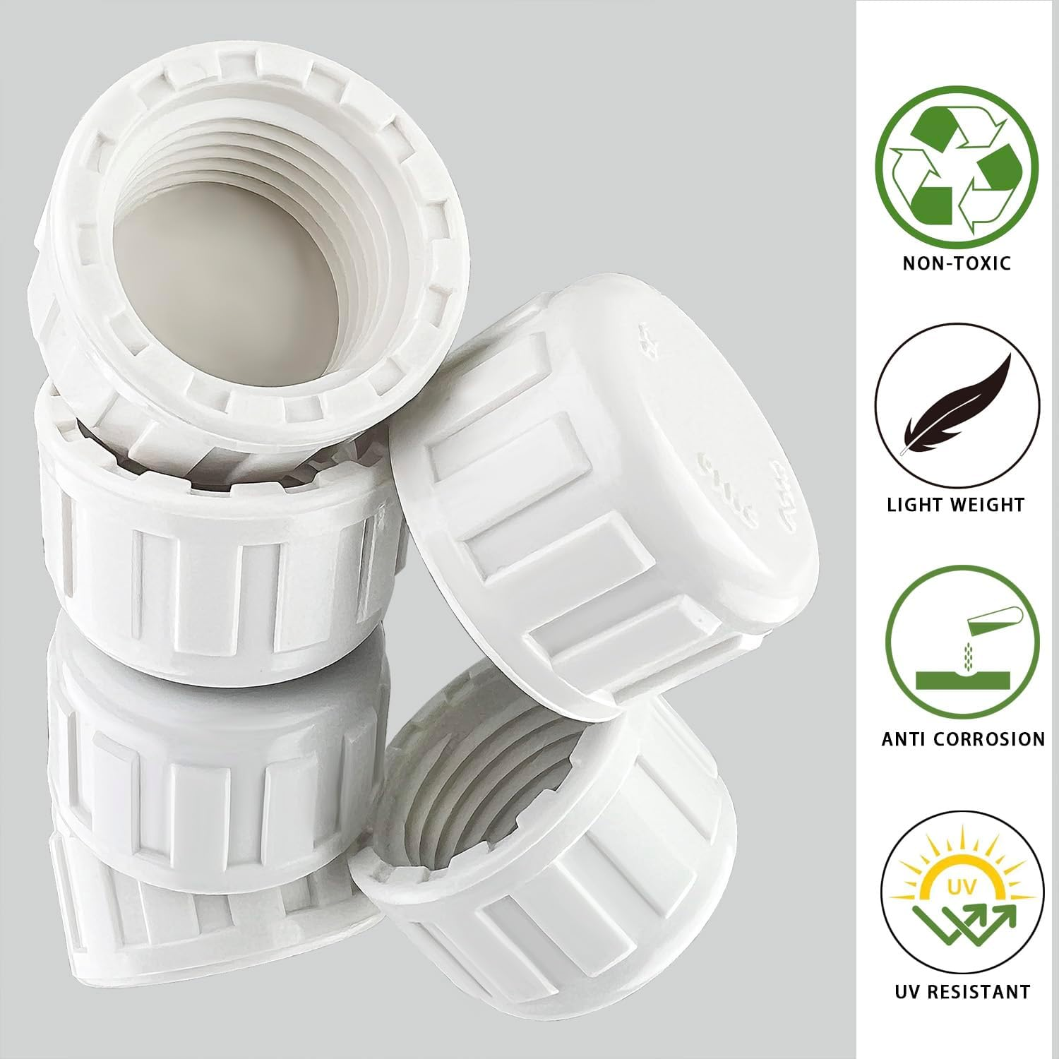 12PCS 1/2" PVC Sprinkler Cap, End Female Thread Pipe Plug Adapter for Irrigation, DIY Projects,Sprinkler Head Cap, Water Line, Plumbing Repair, Compatible with Rainbird Systems image number 3