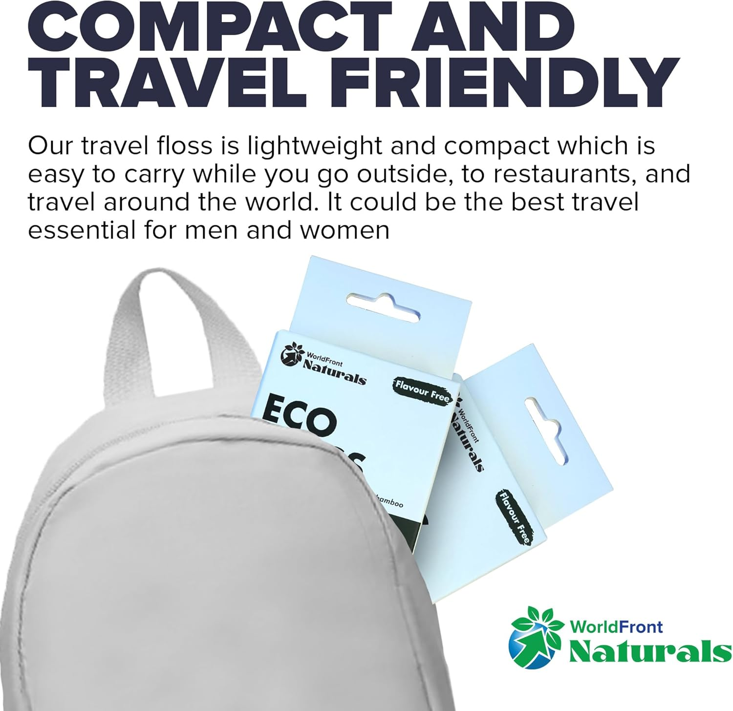 Naturals Dental Floss for Teeth Clean, Removing Plaque & Food Debris - Biodegradable White Unflavored Tooth Flosses Made of Organic Bamboo - Compostable Plastic Free Packaging - 50M image number 2