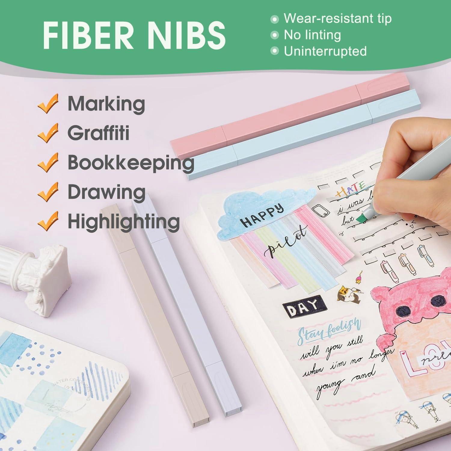 Sonicefit 12PCS Aesthetic Highlighters, No Bleed Bible Pastel Highlighter Set, Assorted Colors Highlighters Markers, Dual Tip Bible Planner Pens School Supplies, Quick Dry Book Annotating Highlighters image number 3