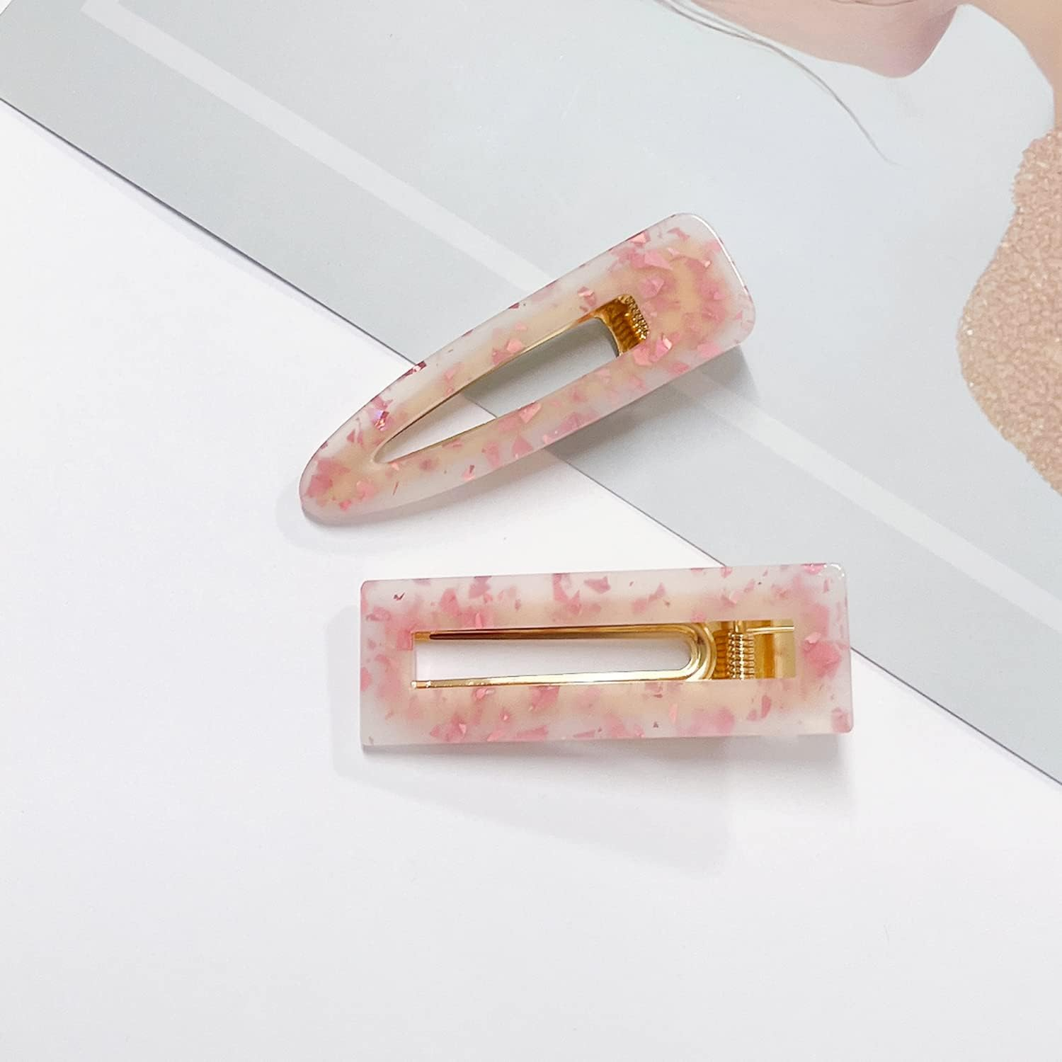 Parcce 12 Pieces Acrylic Resin Marble Hair Clips Set, Decorative Pearls Hair Barrettes Sweet Decorative Bobby Pins Hairpin Headwear Hair Accessories Headwear for Women and Girls&hellip; image number 2