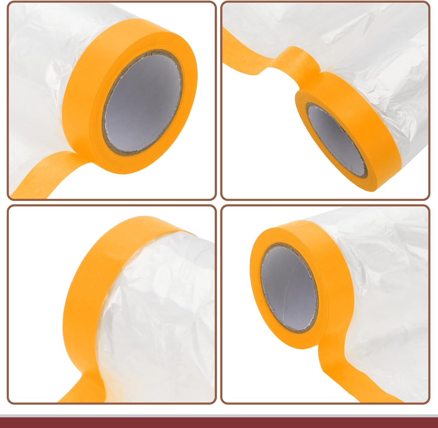 X AUTOHAUX 1 Pcs for Wall Covering Frames Cars Auto Body Paint Supplies Pre-Taped Masking Film Plastic Cover 1000X240Cm / 32.81Ftx94.49" White Orange PE Film image number 4