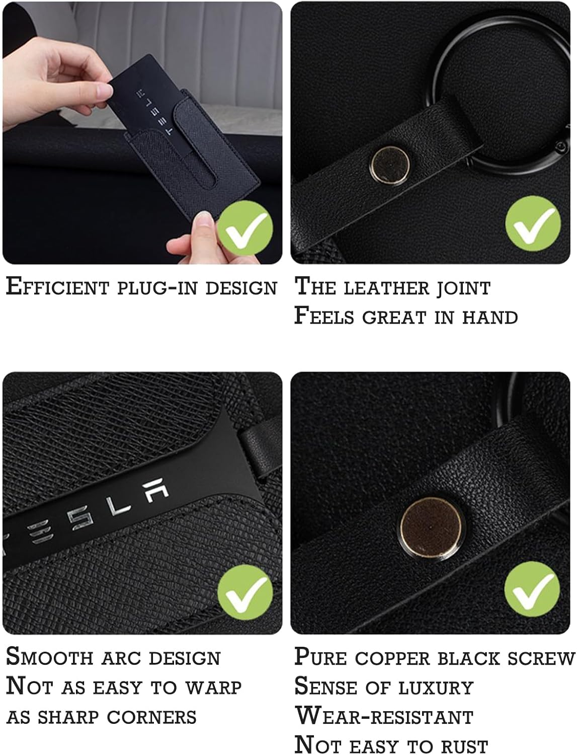 ACEDOAMARE Key Card Holder for Tesla Model 3 Y S X Genuine Leather Fiber and Artificial Leather Protector Case Keychain Car Key Fob Case Key Protection Cover Case image number 1