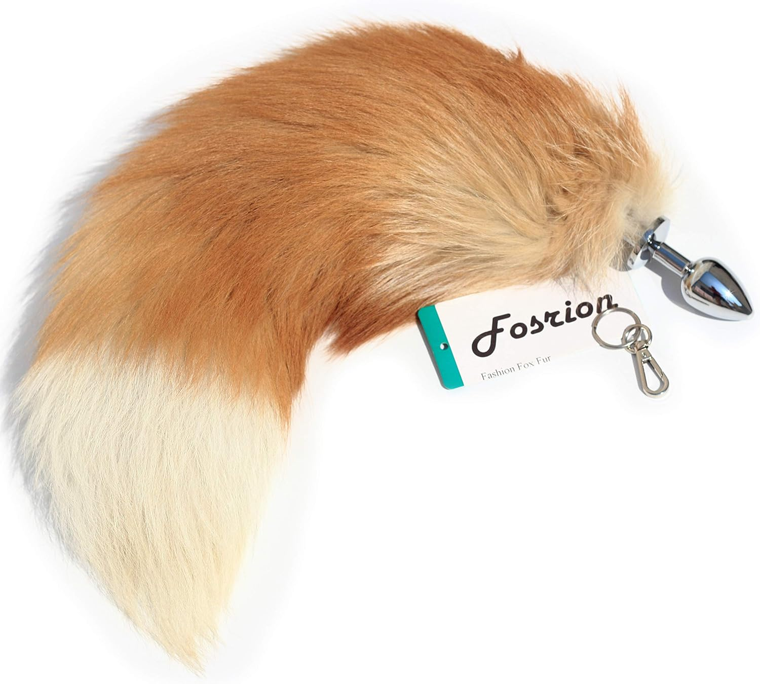 Ethical Luxury Danish Fox Tail Anal Plug: Elegance & Comfort in Stainless Steel (Orange, Small Plug) image number 4